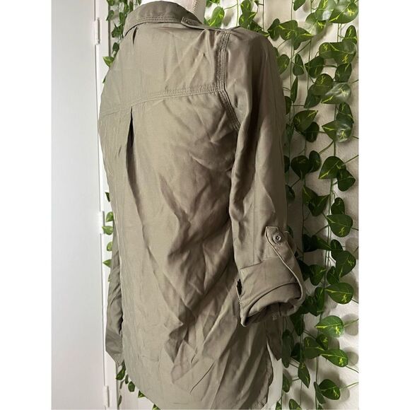 Silence + Noise Gray Long Sleeve Front Pockets Button-Down Shirt Top Size XS - Picture 4 of 7
